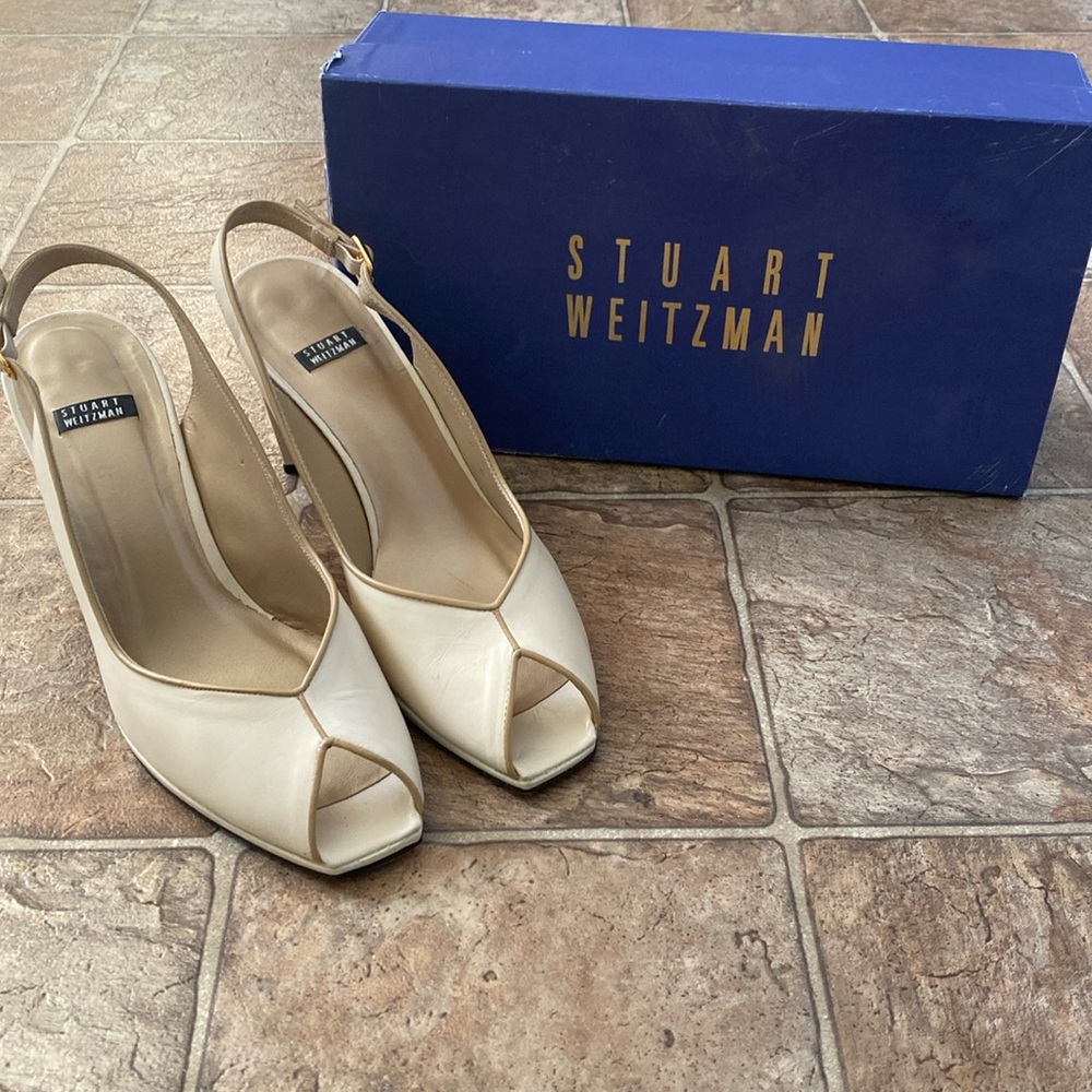 🤍Vigor Stuart Weitzman Slingback Peeptoe Heeled Sandal🤍